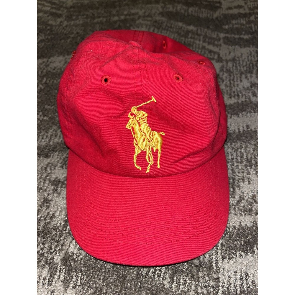 Ralph Lauren Fragrances Red Polo Hat Embroidered #2 With Strap Backing